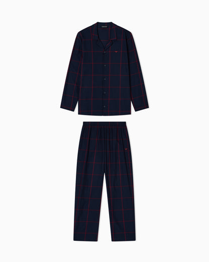 Emporio Armani ASV tartan motif flannel pyjamas with lapels