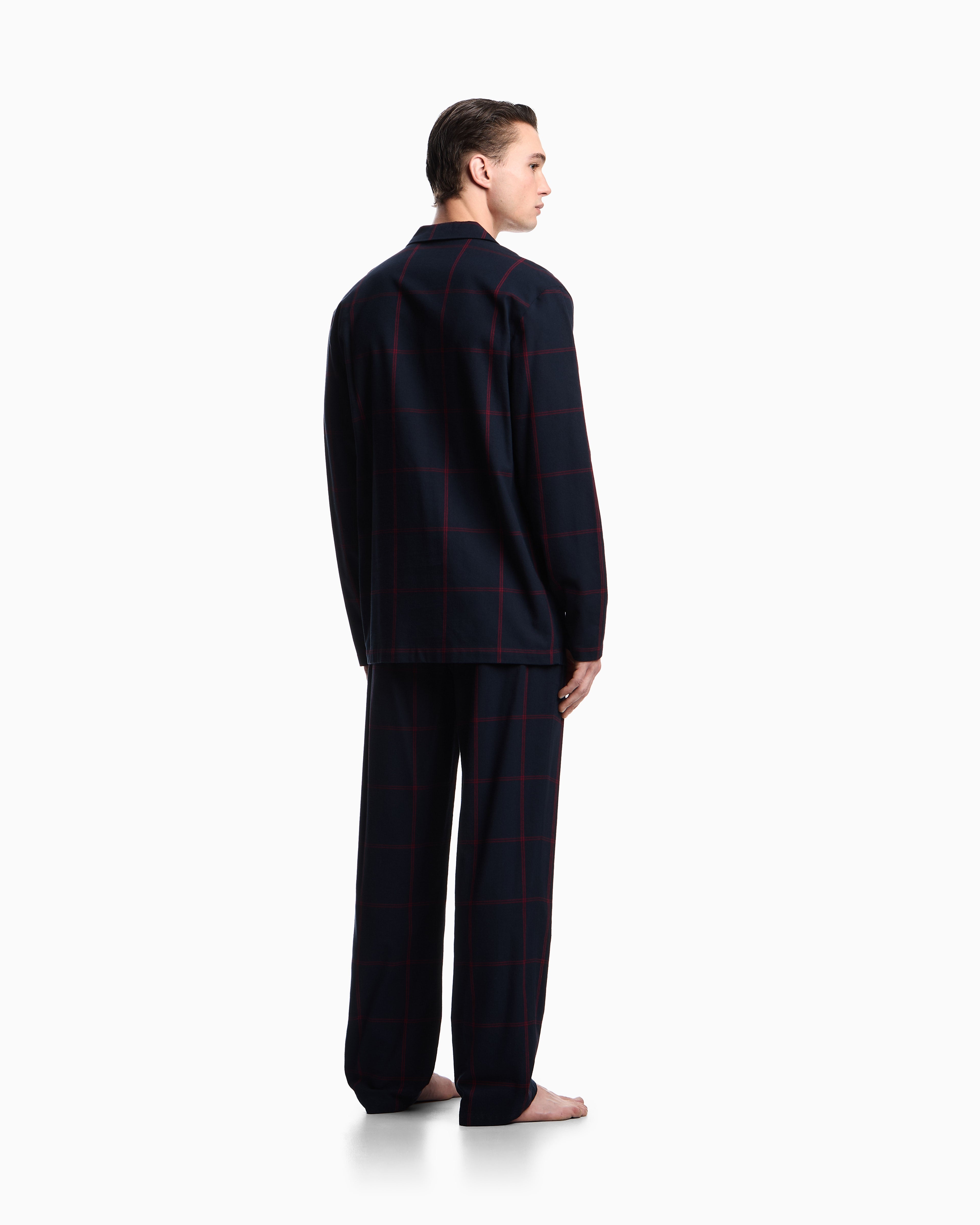 Emporio Armani ASV tartan motif flannel pyjamas with lapels