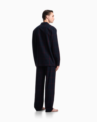 Emporio Armani ASV tartan motif flannel pyjamas with lapels