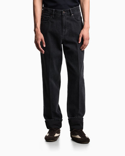 Emporio Armani J73 loose-fit denim jeans with logo turn-ups