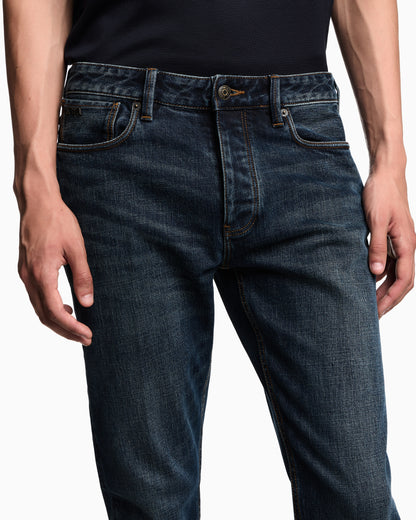 Emporio Armani J75 slim-fit, stone-washed stretch-denim jeans