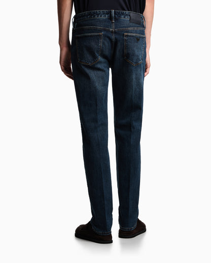 Emporio Armani J75 slim-fit, stone-washed stretch-denim jeans