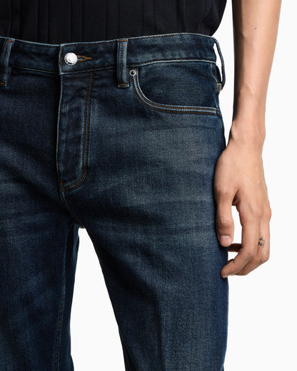 Emporio Armani ASV J75 slim-fit jeans in stone-washed brushed stretch denim