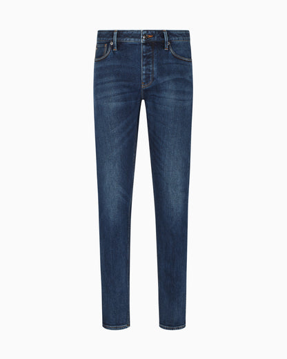 Emporio Armani ASV J75 slim-fit jeans in stone-washed brushed stretch denim