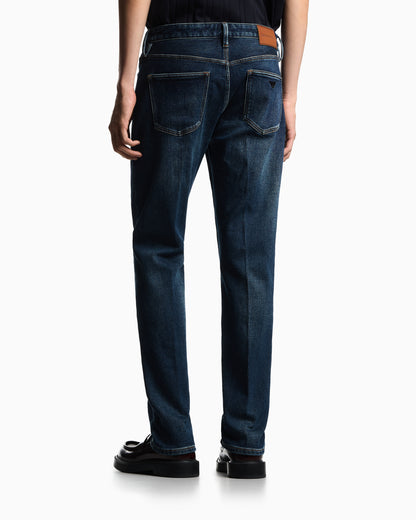 Emporio Armani ASV J75 slim-fit jeans in stone-washed brushed stretch denim