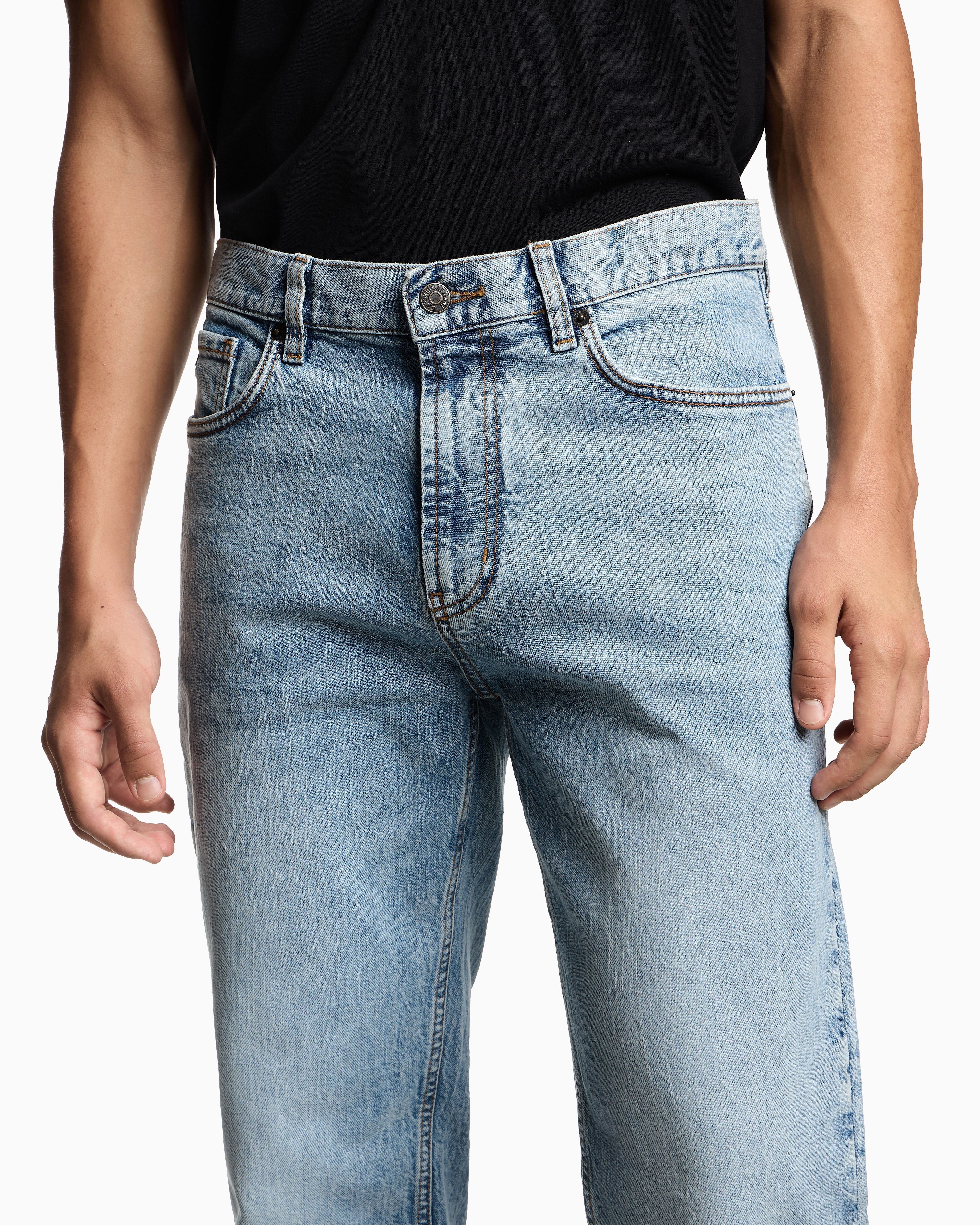 Emporio Armani J76 straight-fit jeans in a vintage-effect washed denim