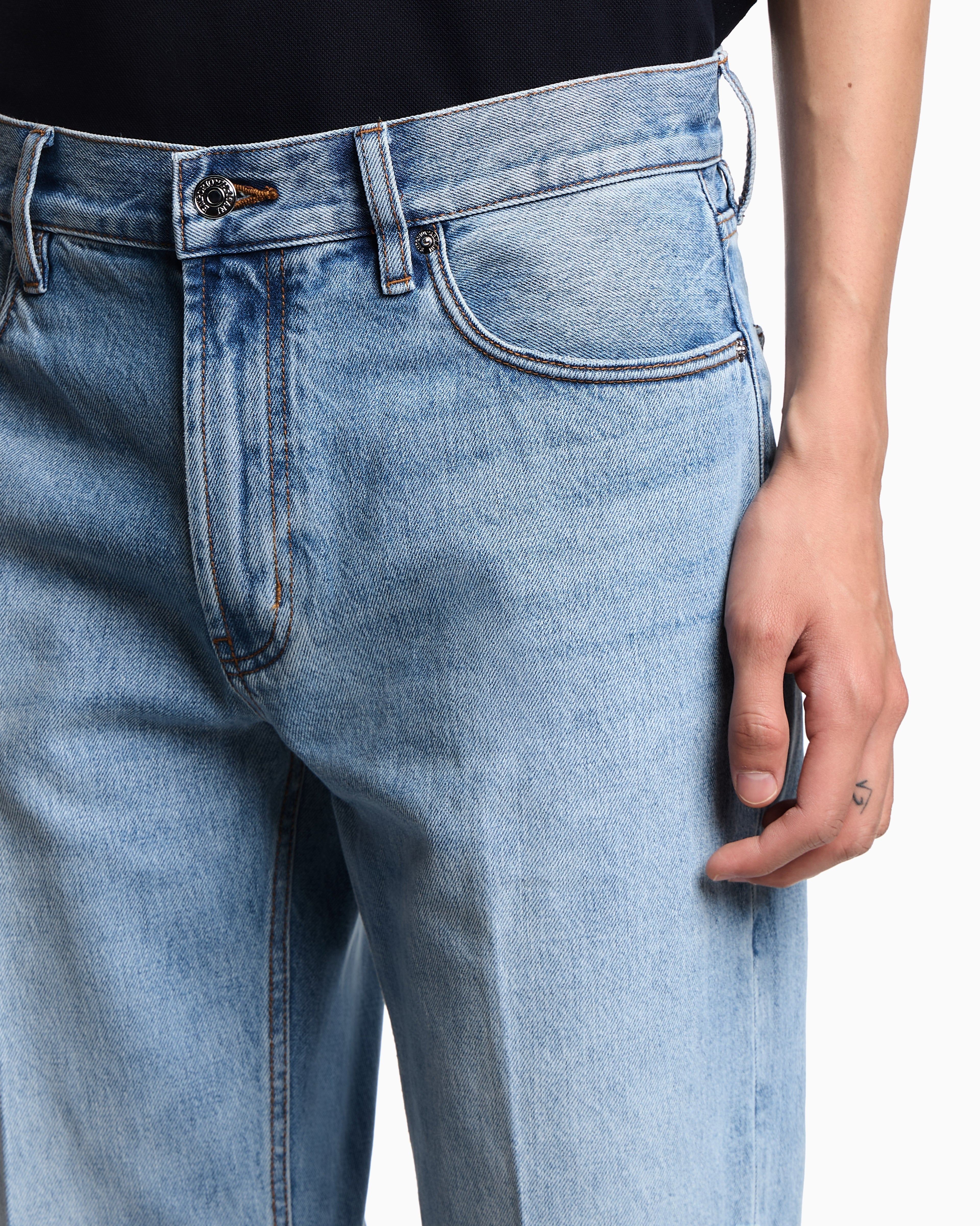 Emporio Armani J76 straight-fit, stone-washed denim jeans