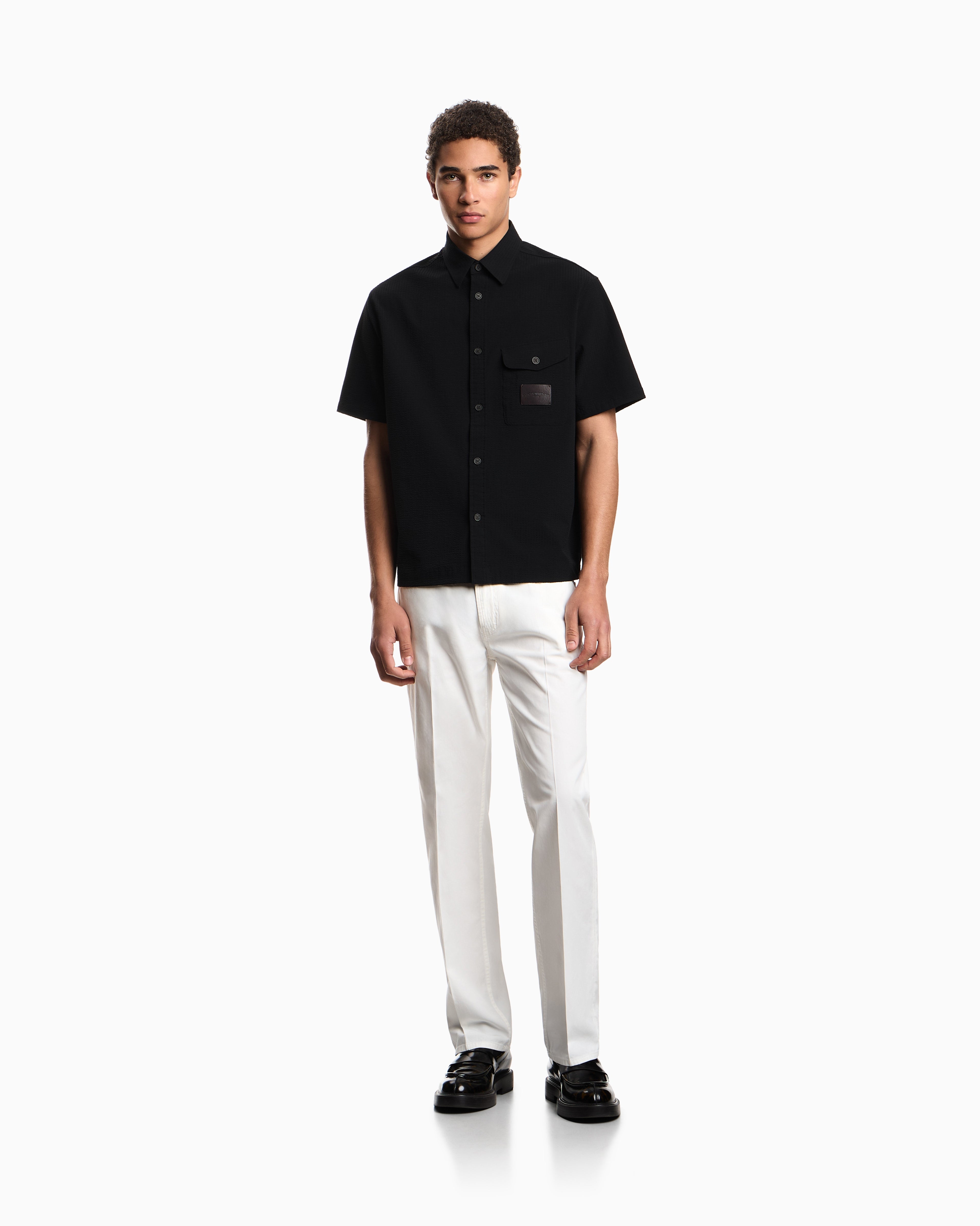 Emporio Armani J76 straight-fit five-pocket washed twill trousers
