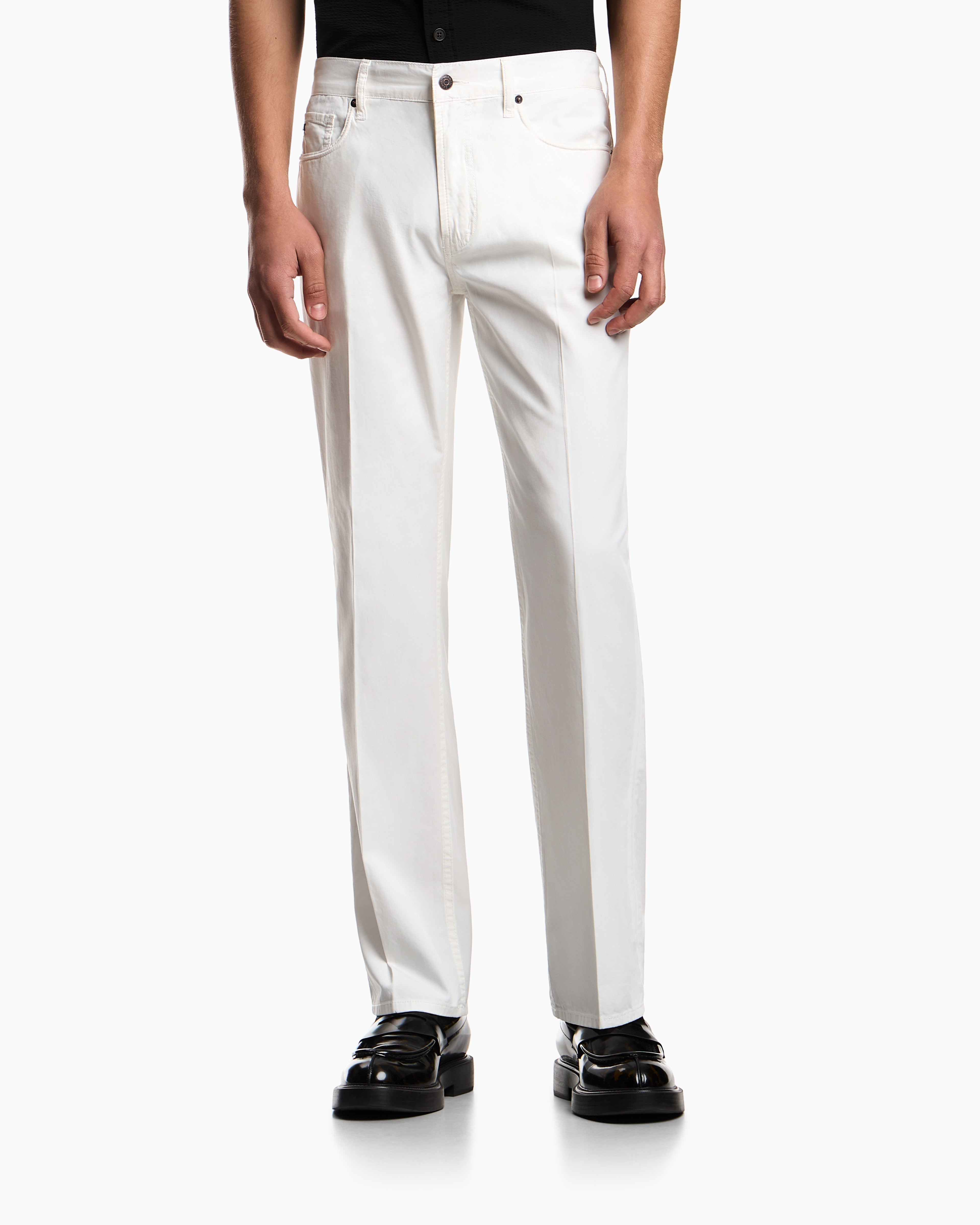 Emporio Armani J76 straight-fit five-pocket washed twill trousers