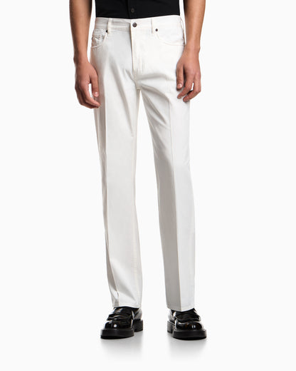 Emporio Armani J76 straight-fit five-pocket washed twill trousers