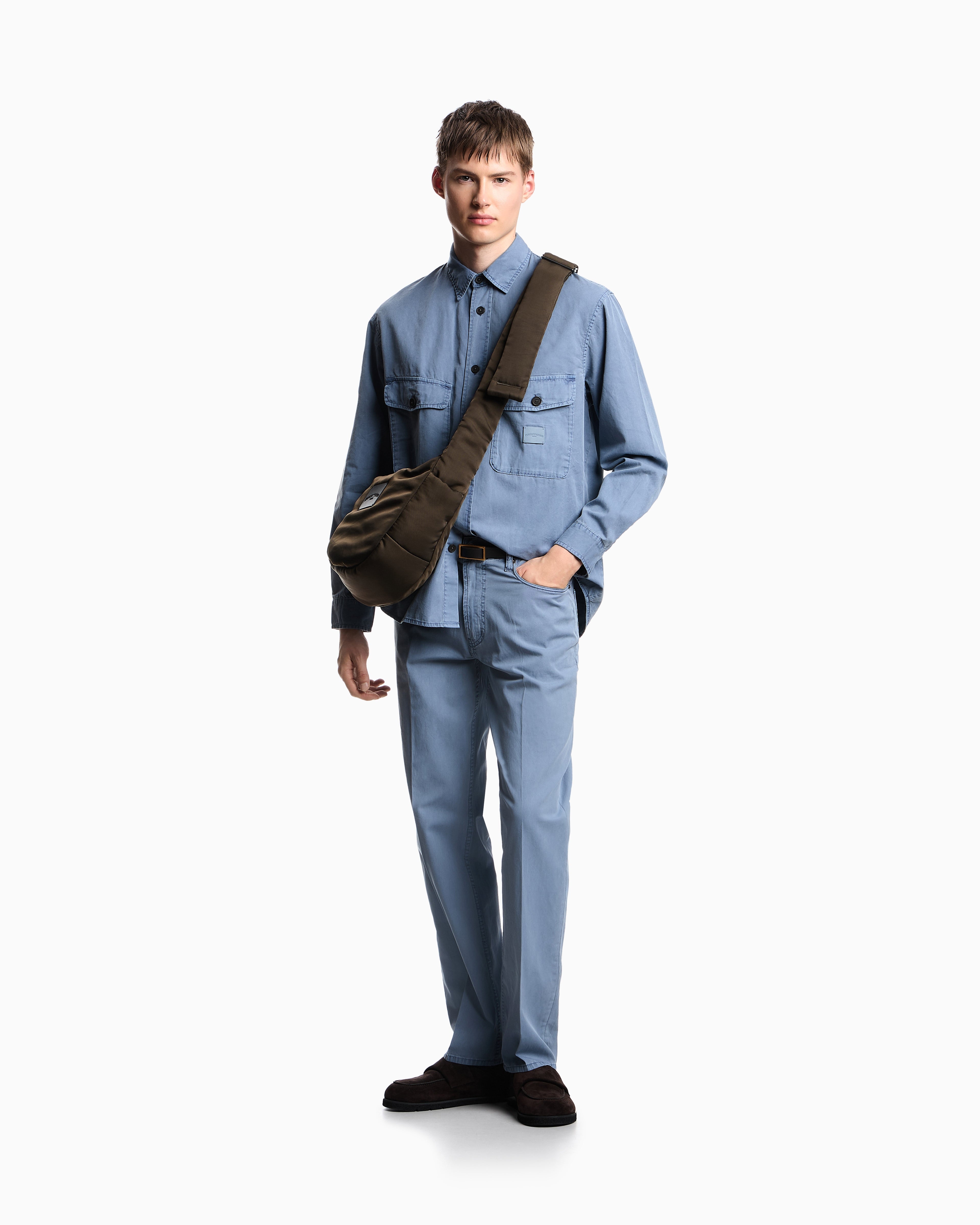 Emporio Armani J76 straight-fit five-pocket washed twill trousers
