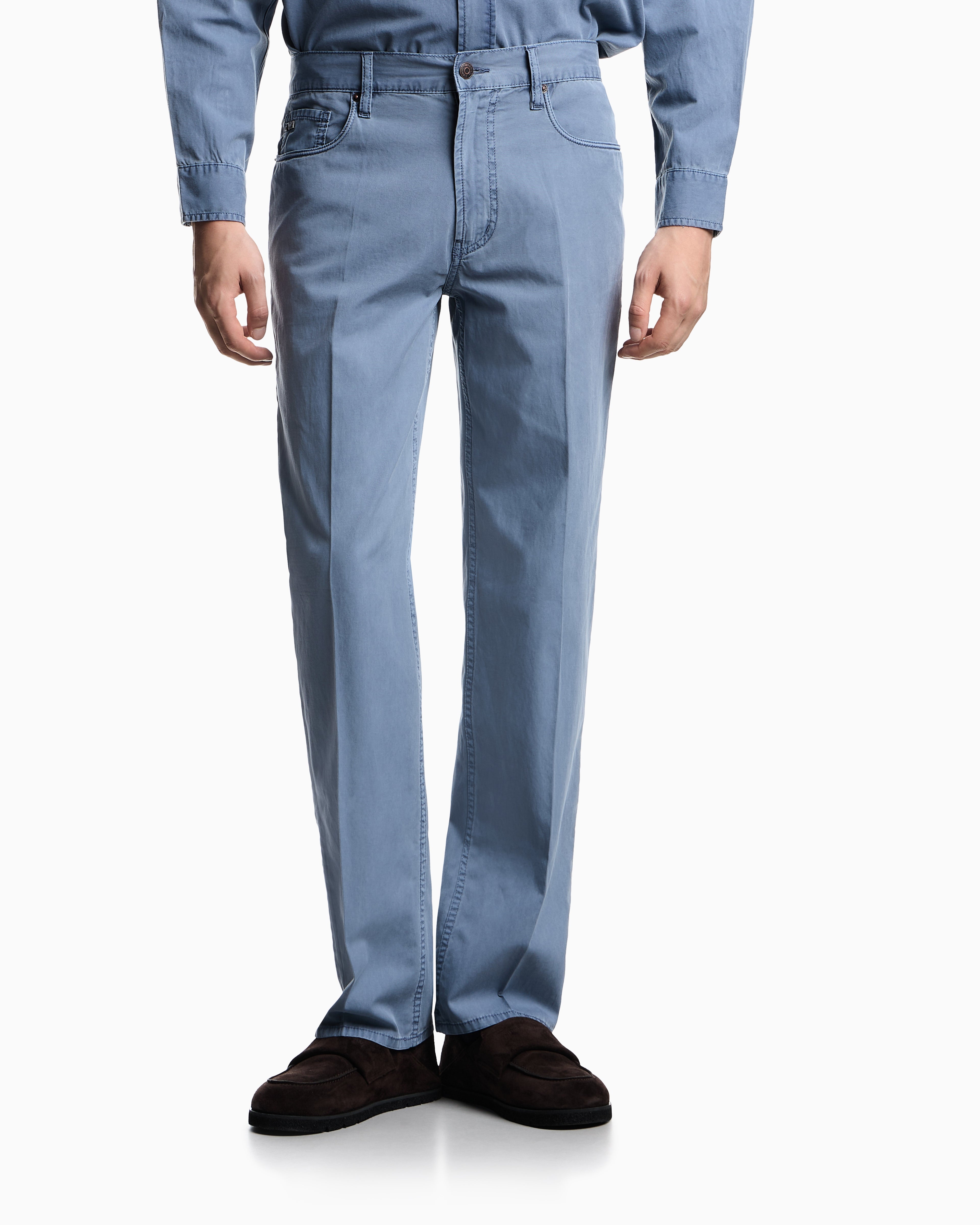 Emporio Armani J76 straight-fit five-pocket washed twill trousers