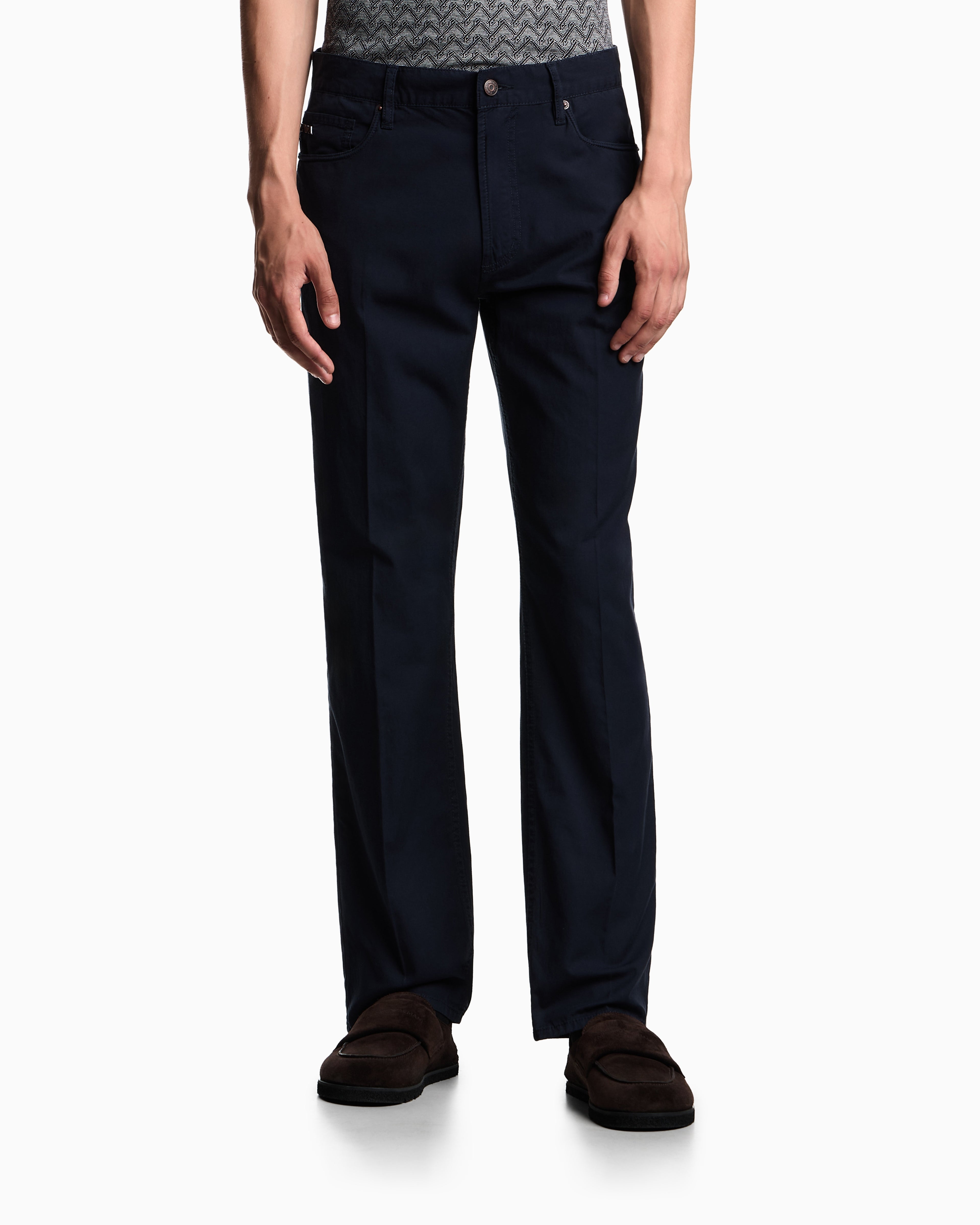 Emporio Armani J76 straight-fit five-pocket washed twill trousers