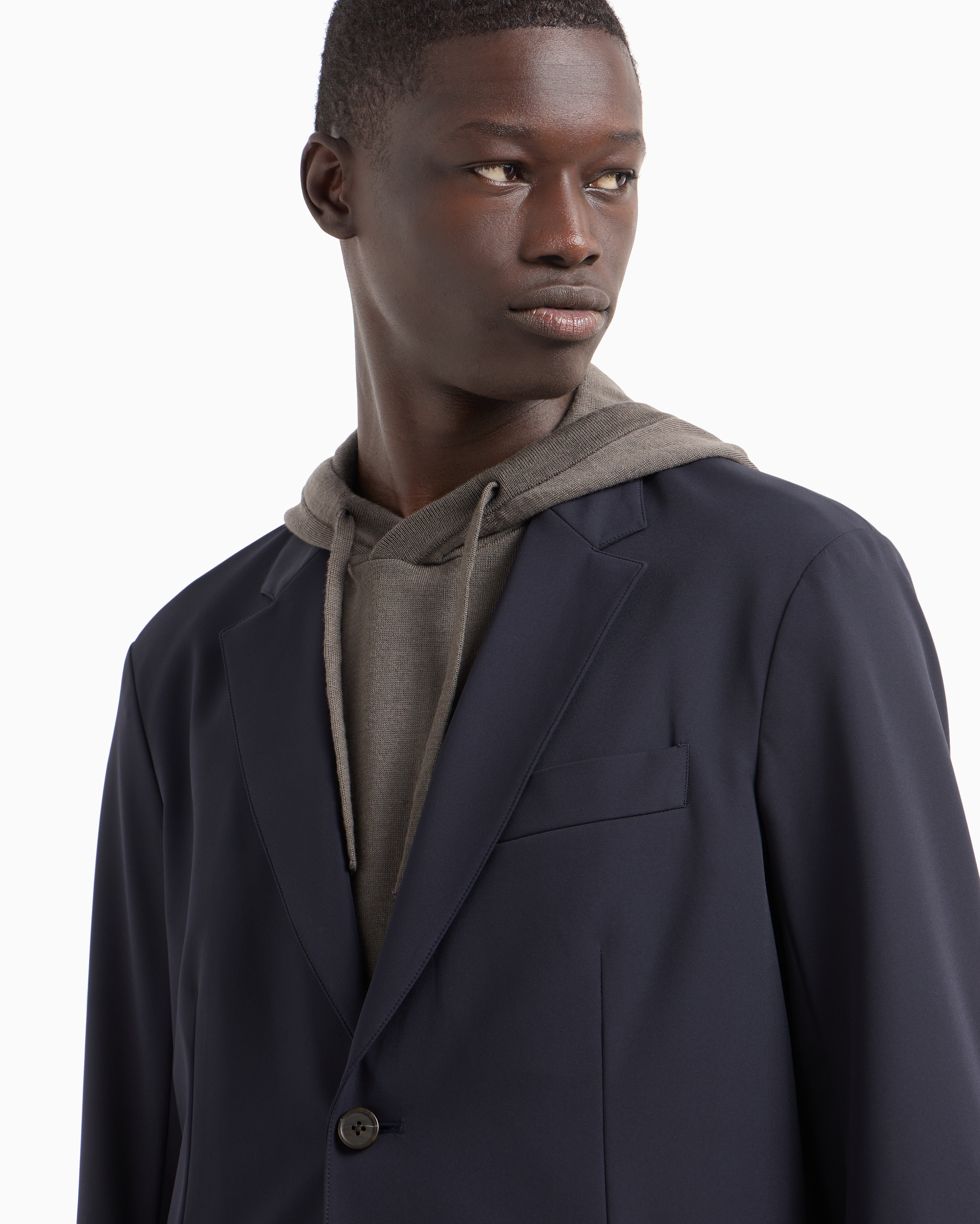 Emporio Armani Travel Essentials stretch-nylon single-breasted blazer
