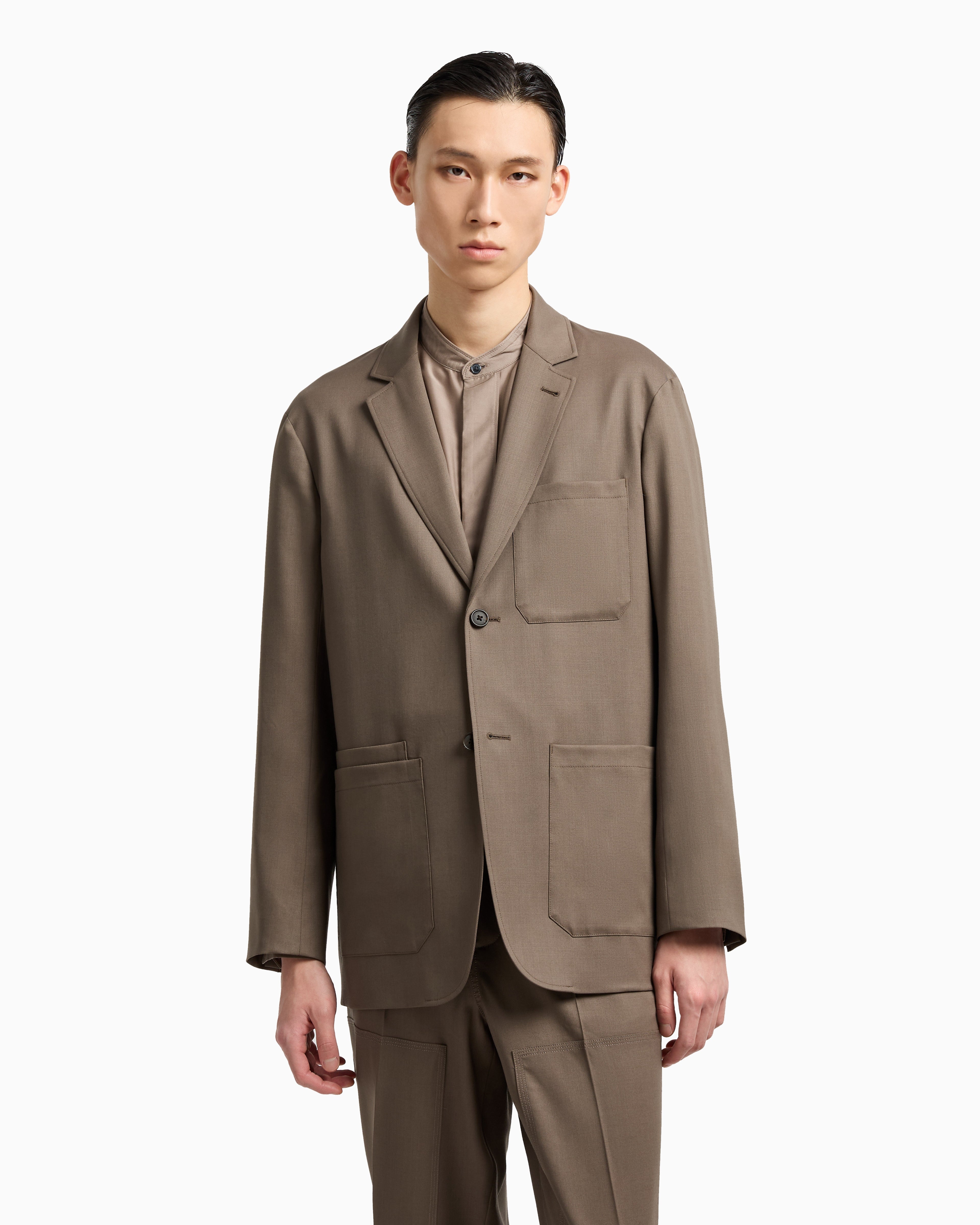 Emporio Armani Virgin-wool twill single-breasted blazer