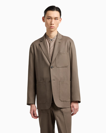 Emporio Armani Virgin-wool twill single-breasted blazer