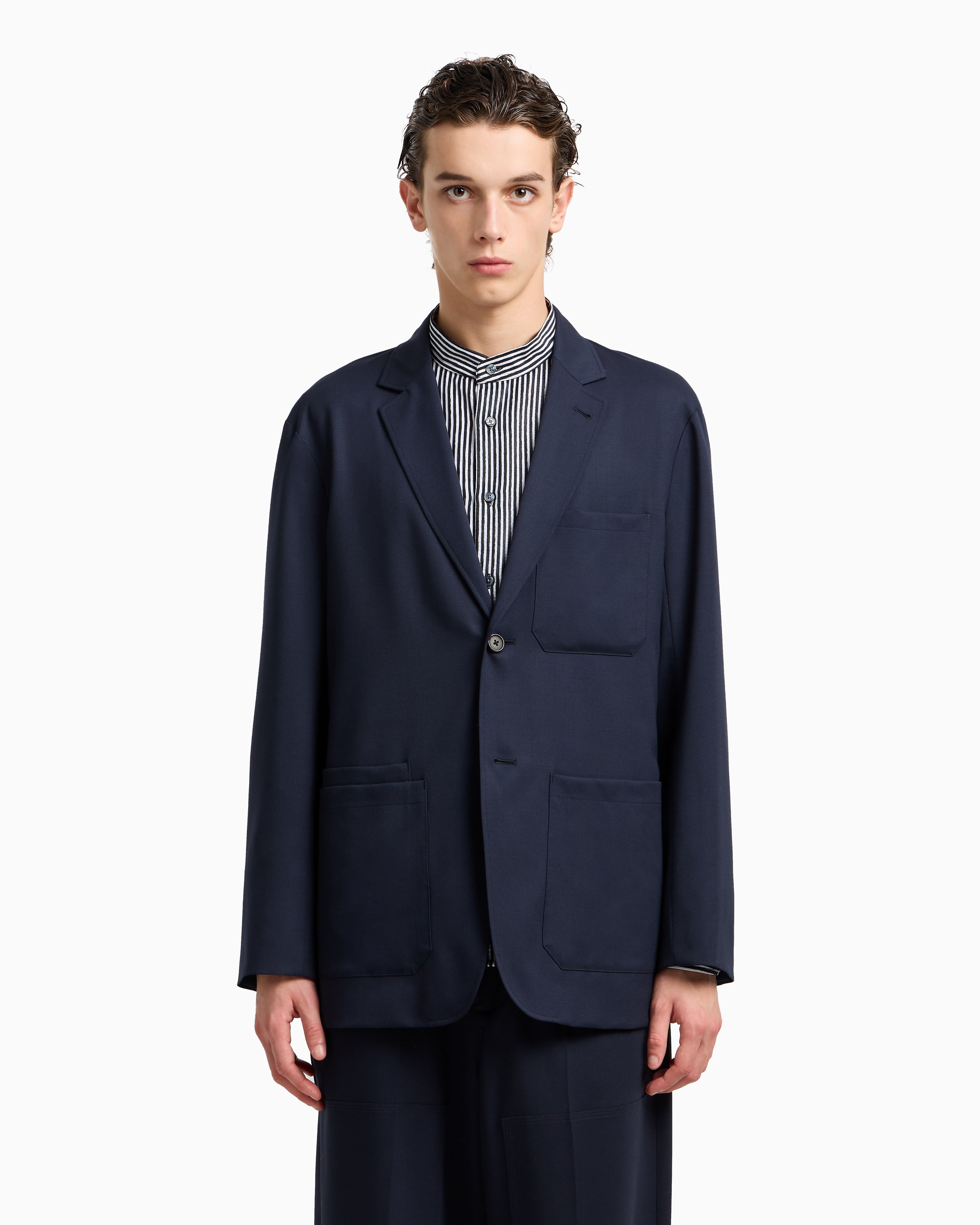 Emporio Armani Virgin-wool twill single-breasted blazer