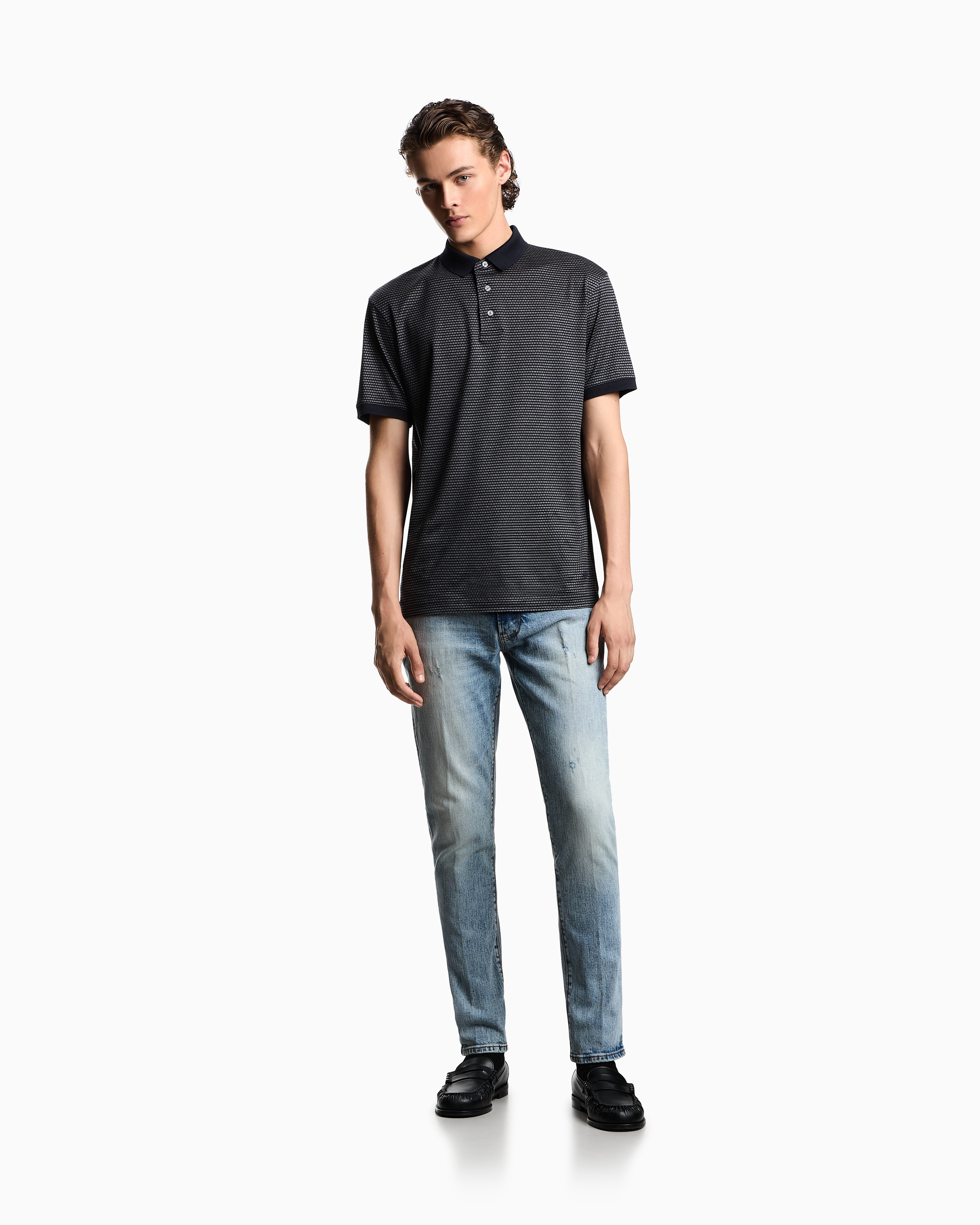 Emporio Armani Ribbed Polo Shirt