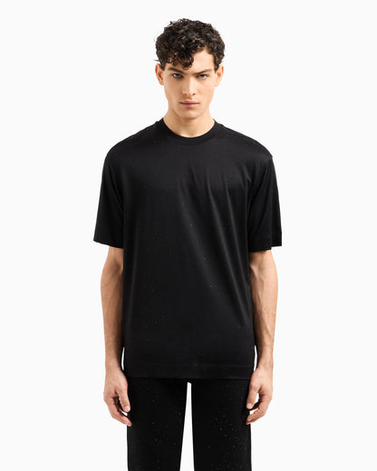 Emporio Armani ASV Clubwear T-shirt in a Lyocell blend jersey with all-over rhinestones