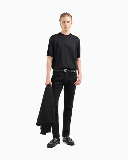 Emporio Armani ASV Clubwear T-shirt in a Lyocell blend jersey with an eagle patch and rhinestones