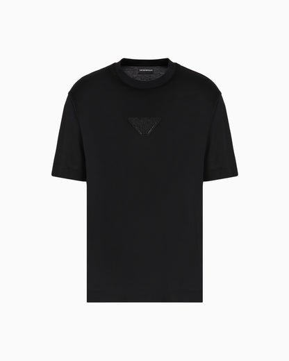 Emporio Armani ASV Clubwear T-shirt in a Lyocell blend jersey with an eagle patch and rhinestones