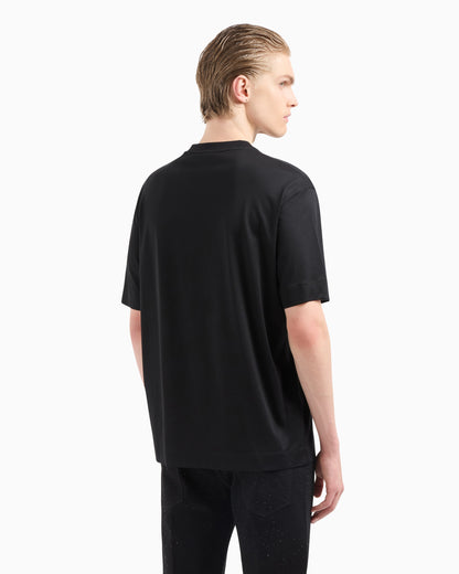 Emporio Armani ASV Clubwear T-shirt in a Lyocell blend jersey with an eagle patch and rhinestones
