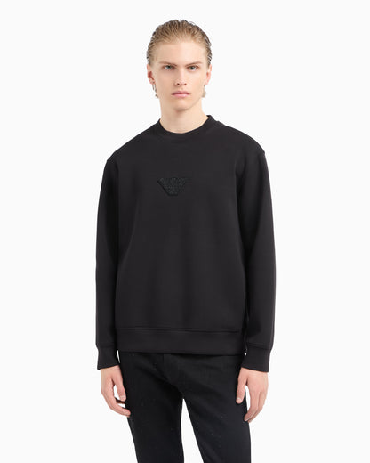 Emporio Armani ASV Clubwear jersey sweatshirt with eagle patch and rhinestones