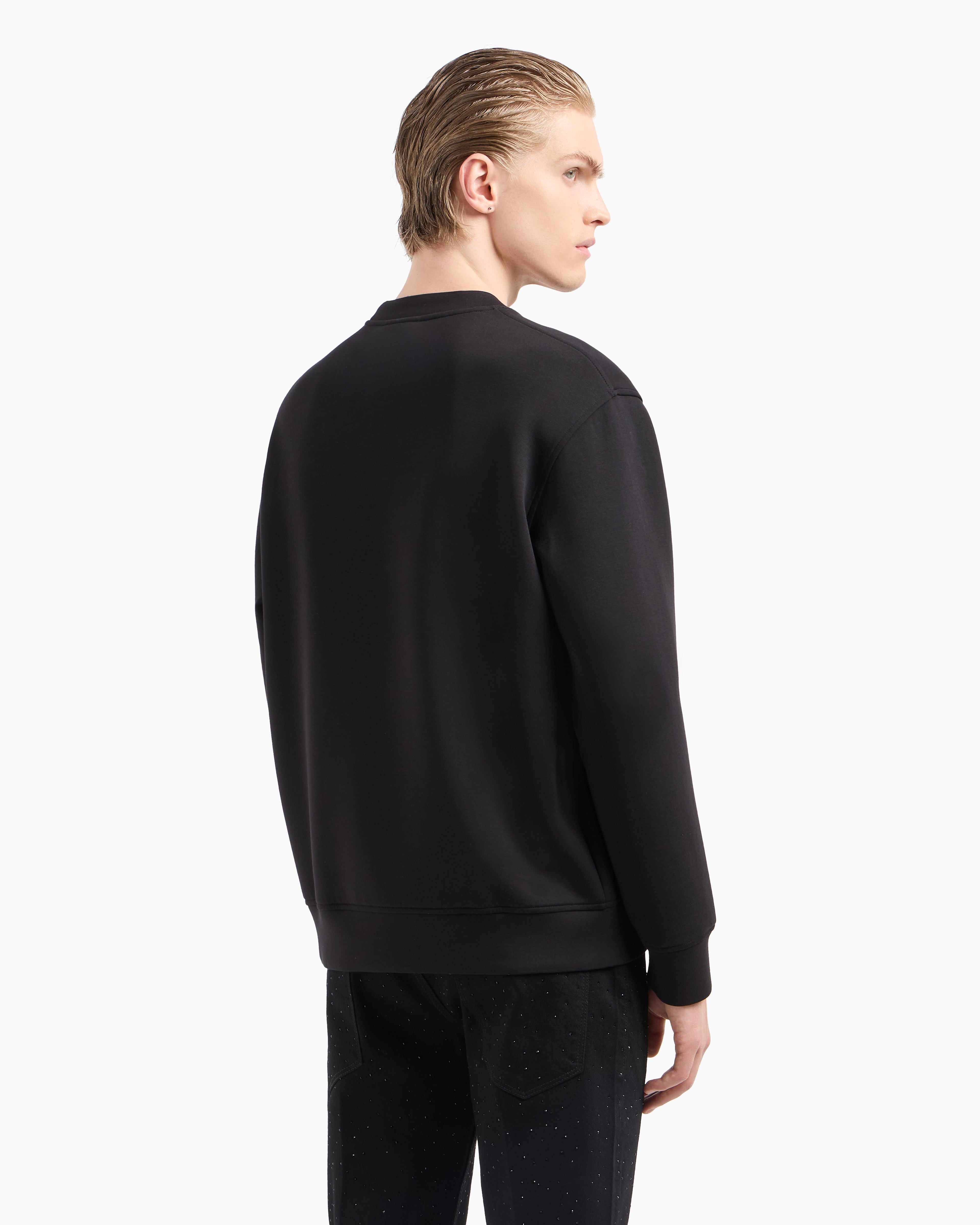 Emporio Armani ASV Clubwear jersey sweatshirt with eagle patch and rhinestones