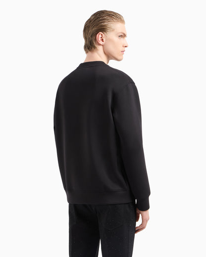 Emporio Armani ASV Clubwear jersey sweatshirt with eagle patch and rhinestones