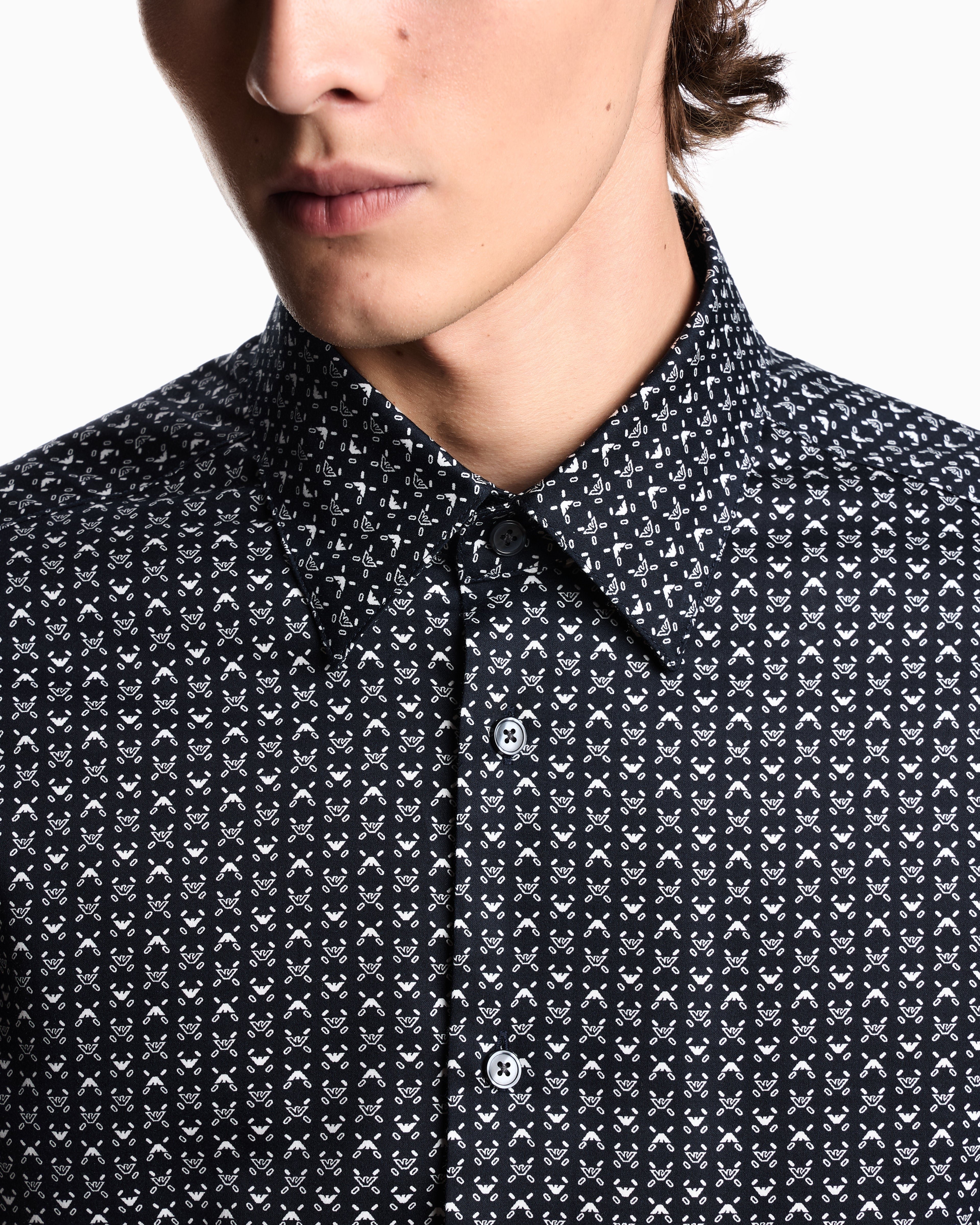 Emporio Armani Printed-pattern stretch cotton shirt