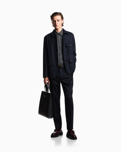 Emporio Armani Printed-pattern stretch cotton shirt