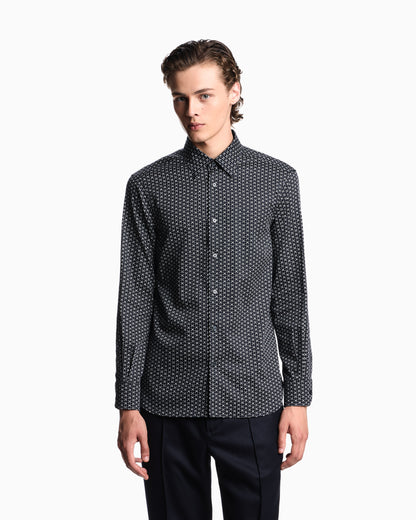 Emporio Armani Printed-pattern stretch cotton shirt