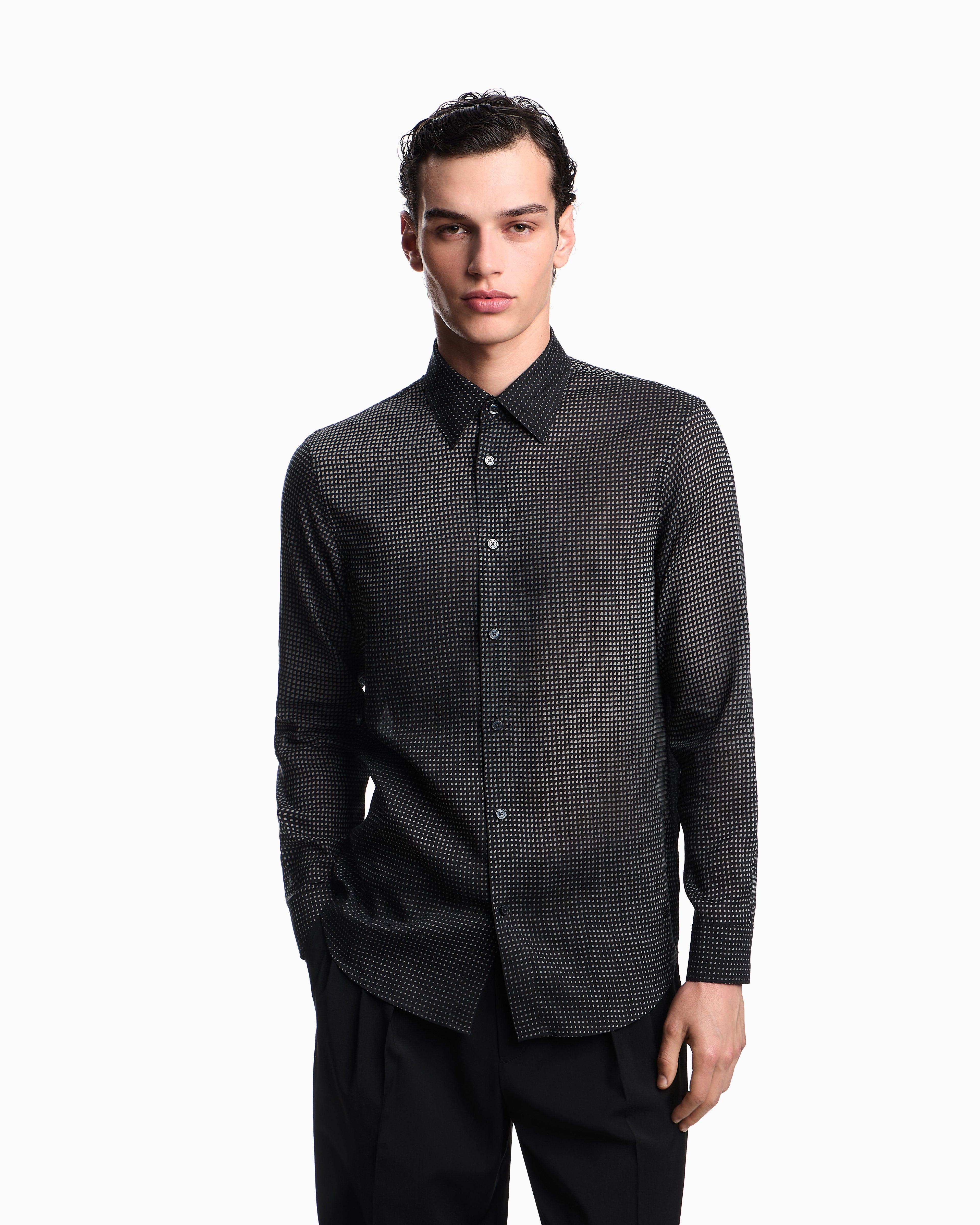 Emporio Armani ASV Lyocell shirt with all-over micro-pattern print