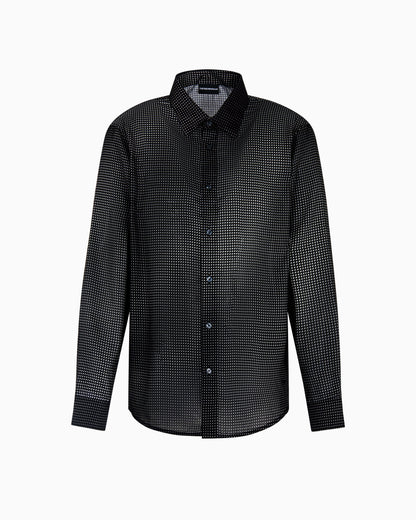 Emporio Armani ASV Lyocell shirt with all-over micro-pattern print