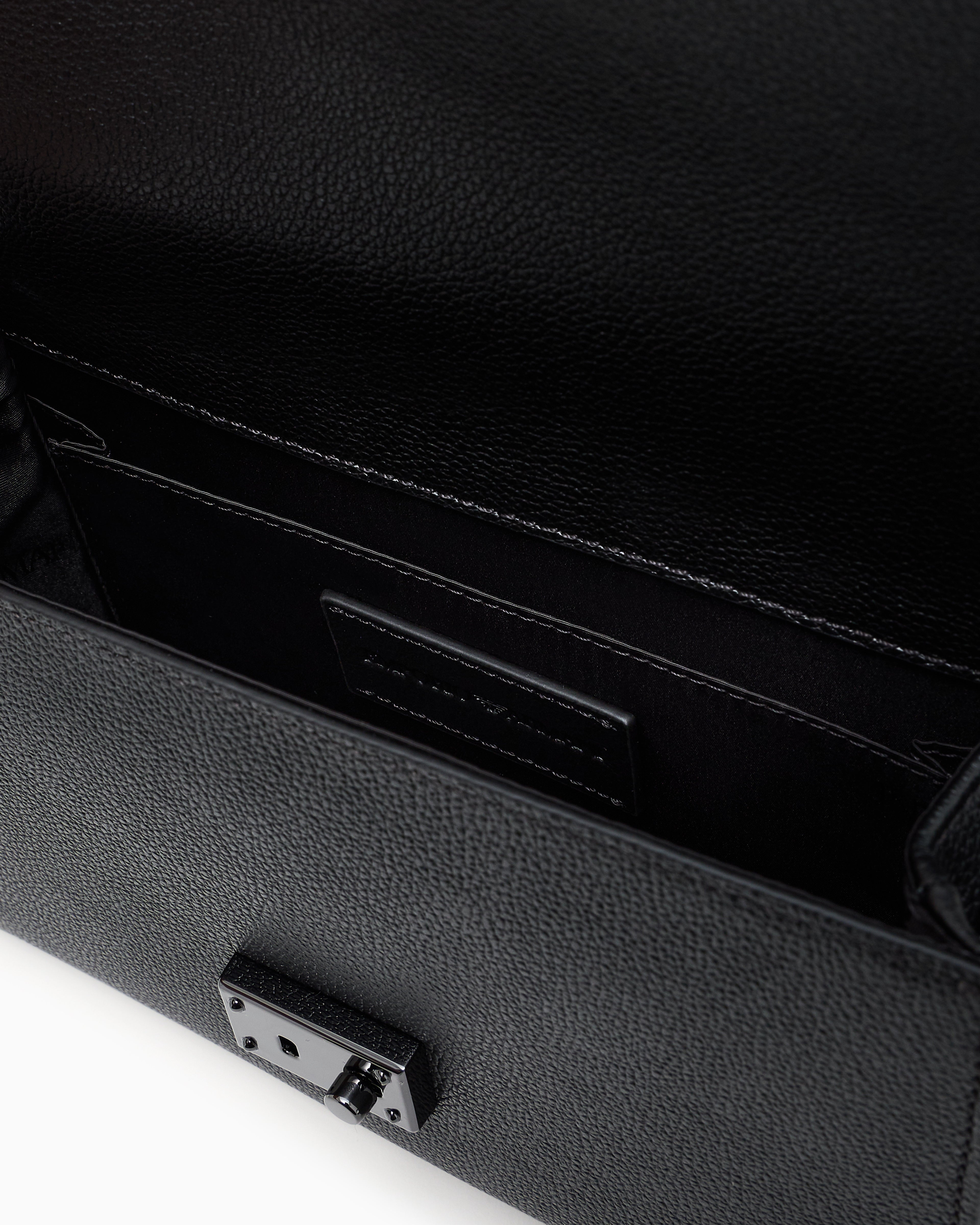 Emporio Armani Flap bag in tumbled leather with a metal snap closure