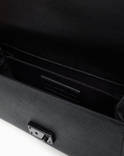 Emporio Armani Flap bag in tumbled leather with a metal snap closure