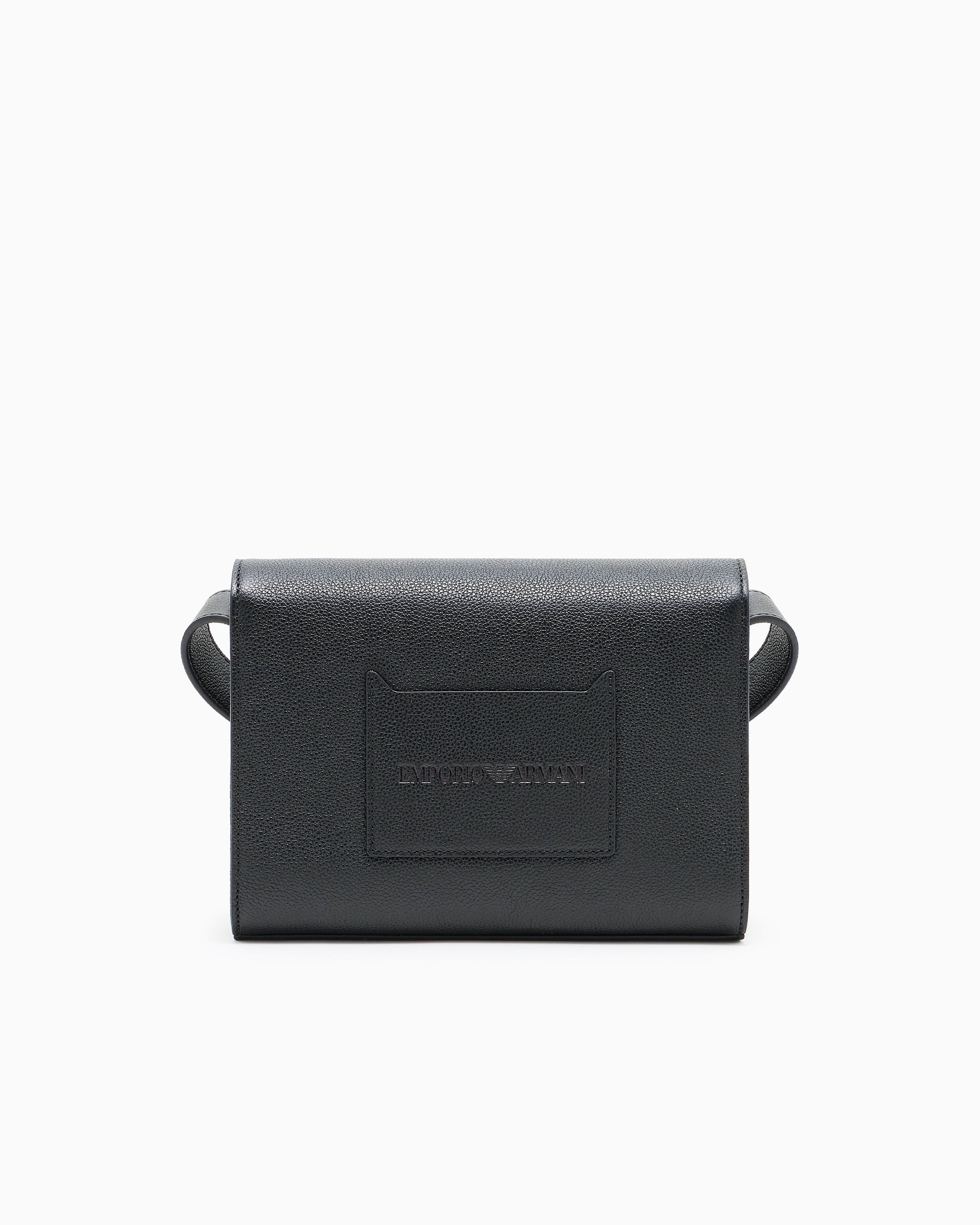Emporio Armani Flap bag in tumbled leather with a metal snap closure