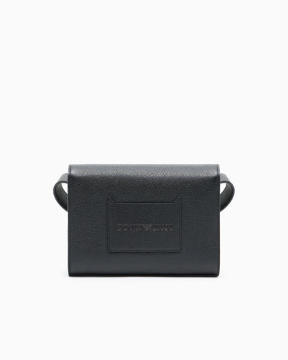 Emporio Armani Flap bag in tumbled leather with a metal snap closure