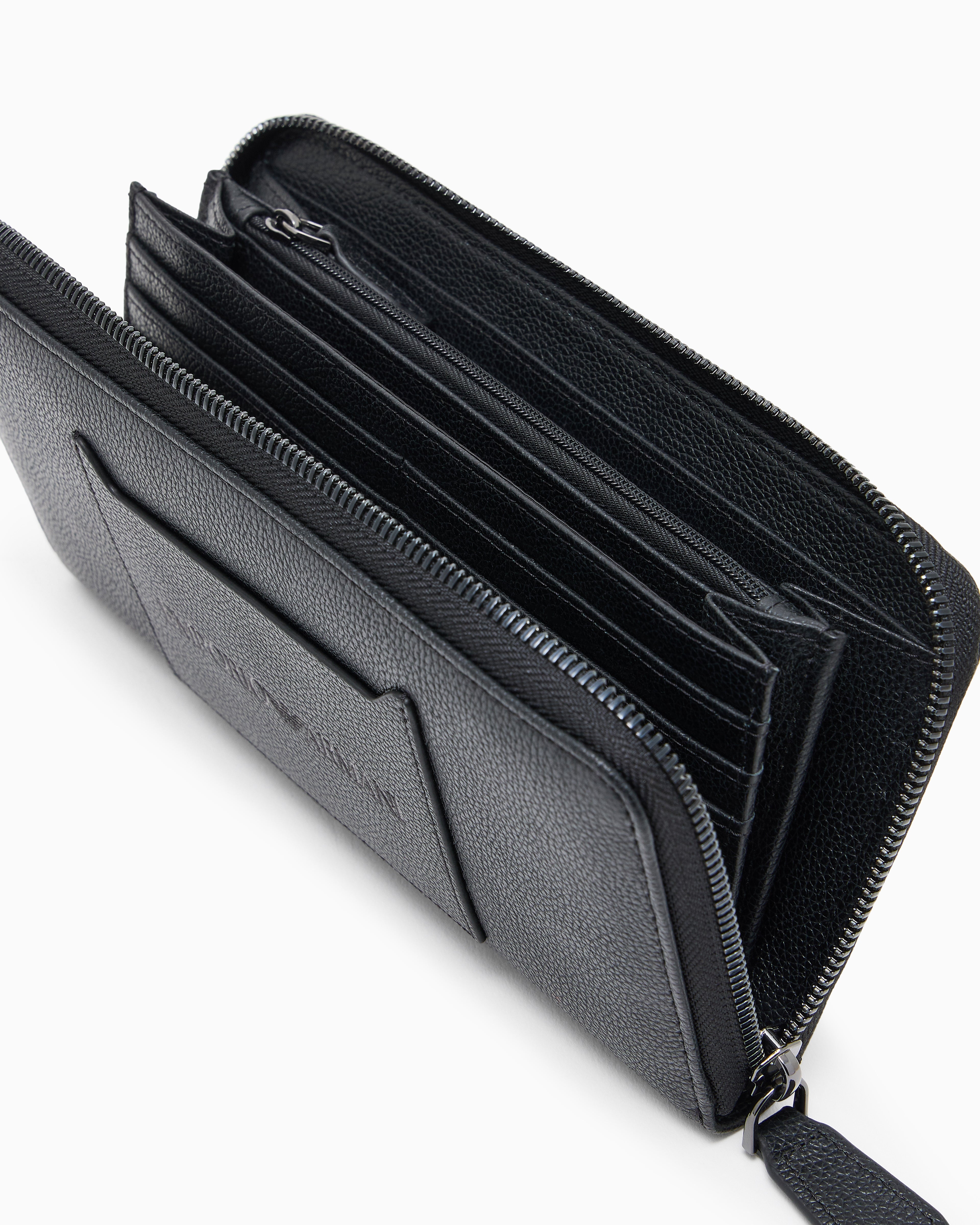 Emporio Armani Tumbled leather wallet with wrap-around zip