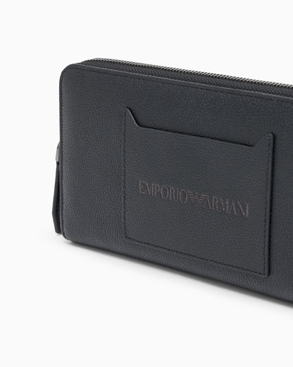 Emporio Armani Tumbled leather wallet with wrap-around zip