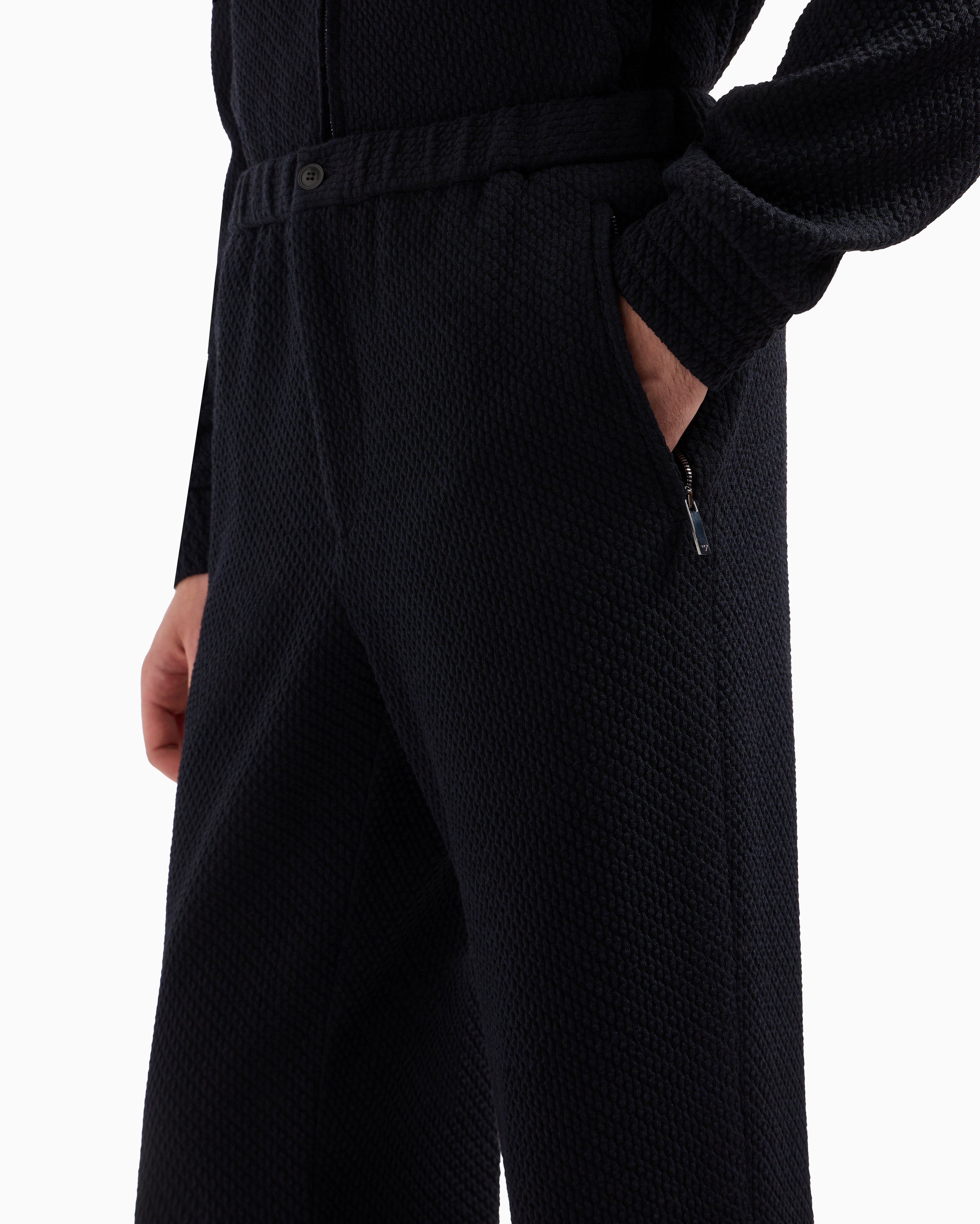 Emporio Armani Trousers in a 3D-effect jersey-wool blend stretch knit