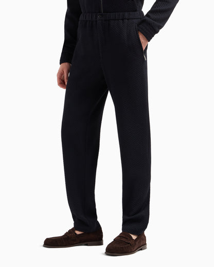 Emporio Armani Trousers in a 3D-effect jersey-wool blend stretch knit
