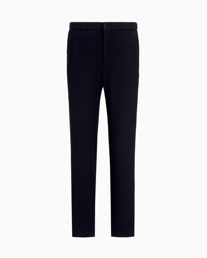 Emporio Armani Trousers in a 3D-effect jersey-wool blend stretch knit