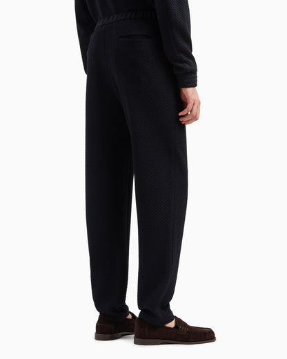 Emporio Armani Trousers in a 3D-effect jersey-wool blend stretch knit