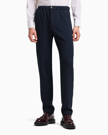Emporio Armani Icon 3D piqué-effect crêpe jersey trousers