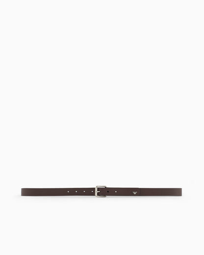Emporio Armani Smooth leather belt with eagle plate