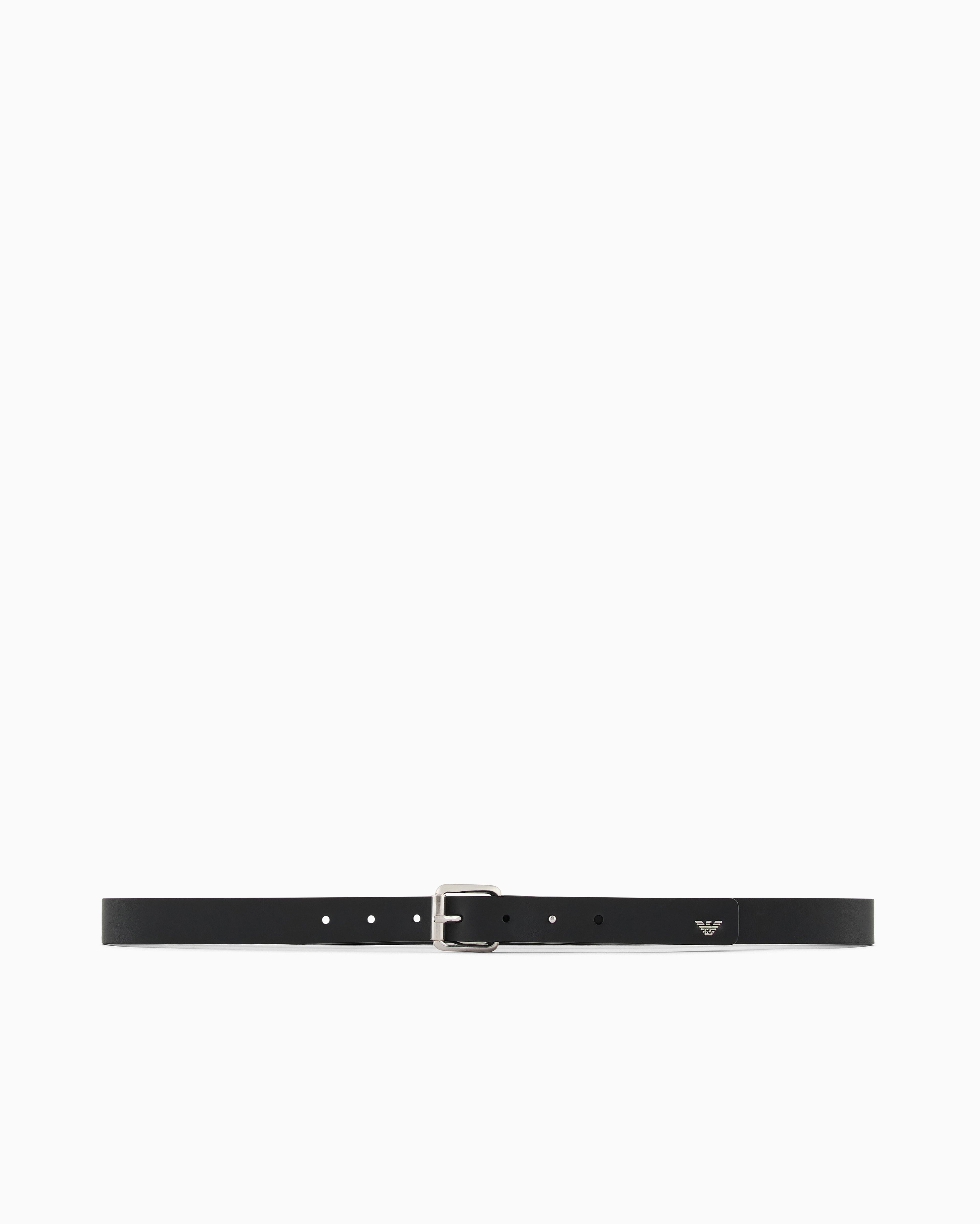 Emporio Armani Smooth leather belt with eagle plate