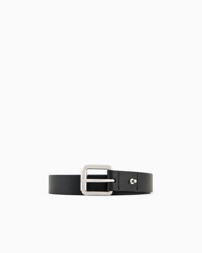 Emporio Armani Smooth leather belt with eagle plate