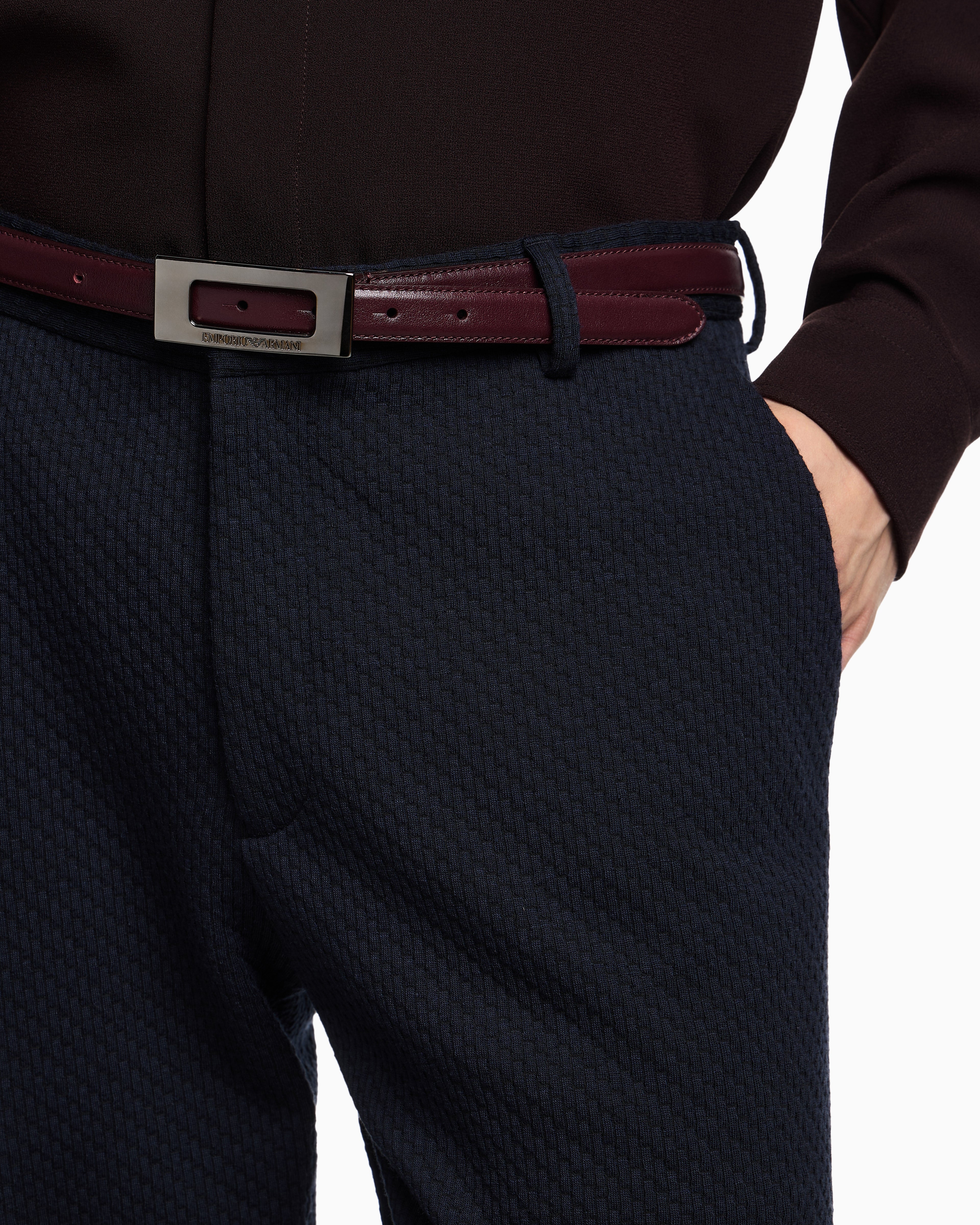 Emporio Armani Jacquard double jersey knit chinos