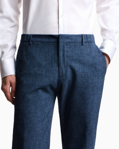 Emporio Armani Printed seersucker fabric trousers